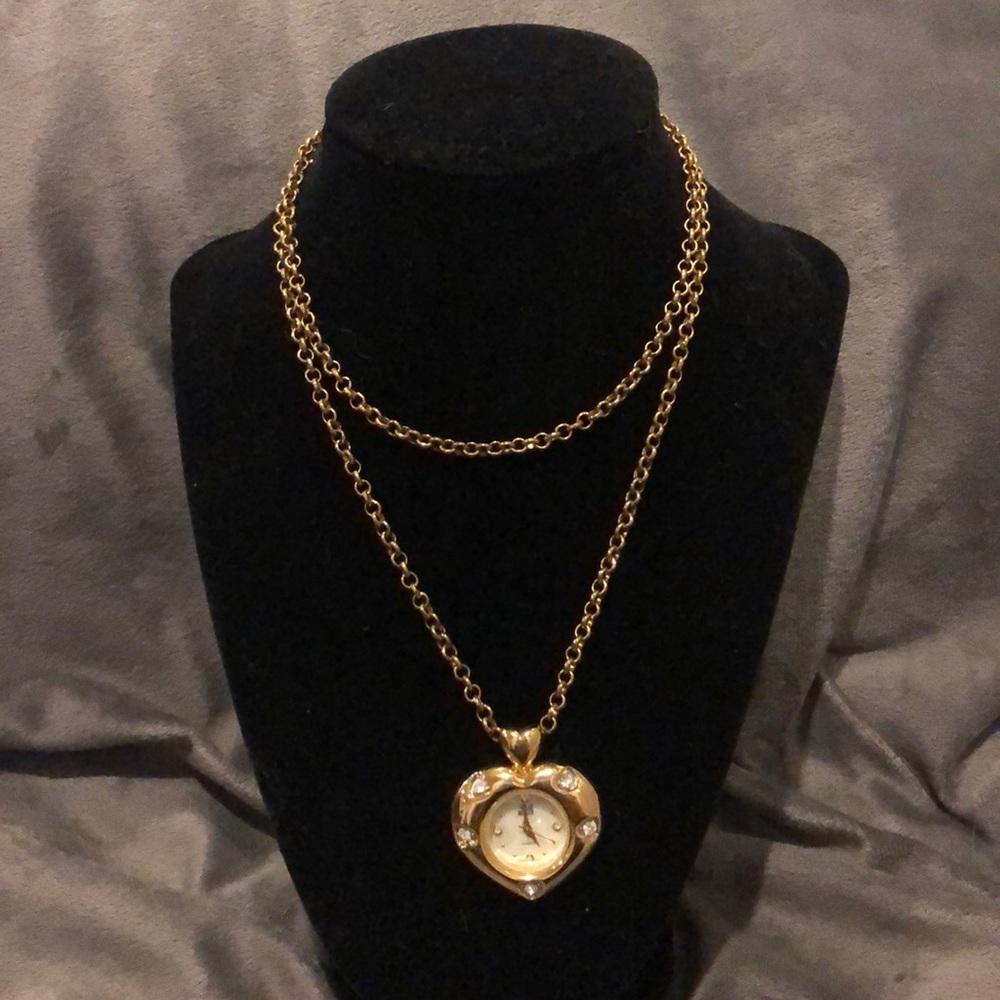 Nolan Miller Necklace with Heart Shaped Clock